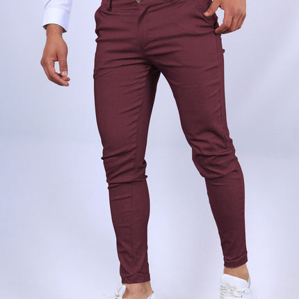 Men's Slim Button Trousers Fashion Solid Office Versatile Long Pencil Pants