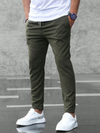 Men's Casual Pants With Pockets Fashion Slim Fit Drawstring Trousers