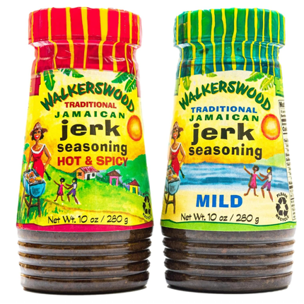 Walkerswood Traditional Jamaican Jerk Seasoning, Hot & Spicy and Mild Combo Pack Jamaican Jerk Seasoning, 10 oz (Pack of2)