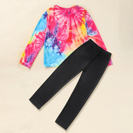 Girls' Spring Fall Outfit Set Pretty Girl Letter Print Long Sleeve Pullover Top & Matching Pants