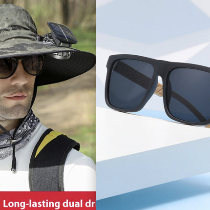 Outdoor Wide Brim Sun Hat With Solar Fan Wide Brim Solar Fan Outdoor Fishing Hat Solar USB Charging Solar Powered Hat Adjustable