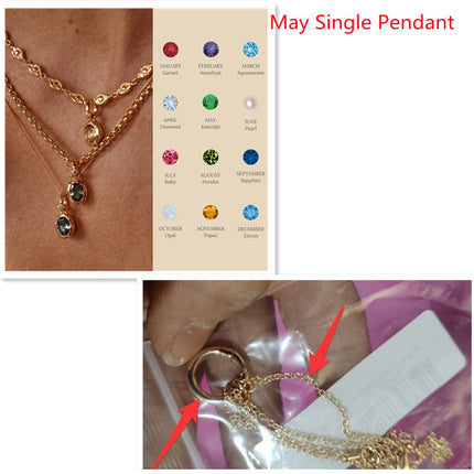 Stainless Steel Twelve Birthday Stone Necklace 12 Birthday Stone Love Pendant Moon Stone Women's Gift Jewelry