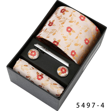 Men's Casual Banquet Tie Square Scarf Cufflinks Five-piece Set