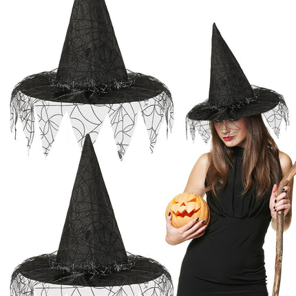 2 Pieces Halloween Witch Hat Costume Witches Hats For Women Black Foldable Pointed Cap For Halloween Party Costume-Ban On Selling On Amazon