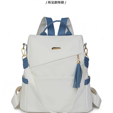 Oxford Cloth Stitching Women'S Backpack Anti-Theft Back Zipper Girls Schoolbag Casual Travel Double Shoulder Backpack