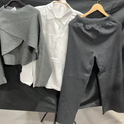 3pcs Knitted Sweater Suit With Shirt And Wide Leg Pants Autumn And Winter Suit Women