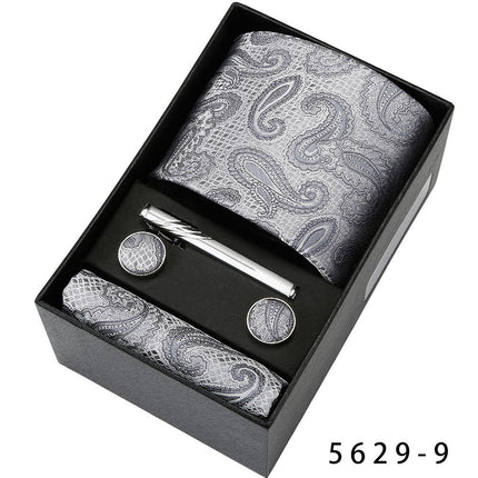Men's Casual Banquet Tie Square Scarf Cufflinks Five-piece Set