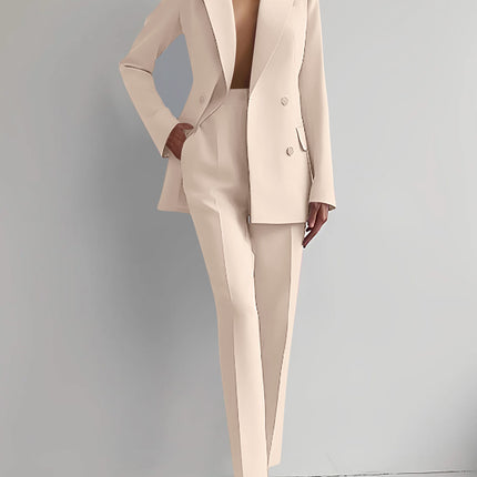 Casual Suits Fashion Long Sleeve Single-breasted Jacket Top And Slim Fit Trousers Women's Business Suits
