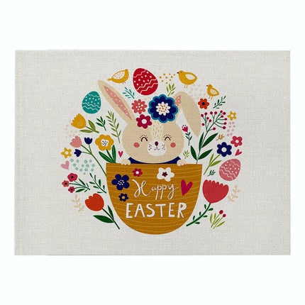 Home Cartoon Rabbit Kitchen Insulation Coaster Anti-scalding Cotton And Linen Western Placemat