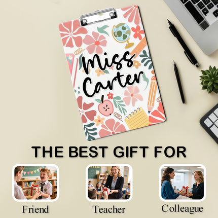 Custom Text Name Folder with Floral Stationery Design – Teacher's Day & Back to School Gift