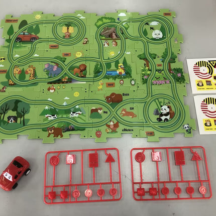 Children Puzzle Electric Railroad Speeder DIY Assembly Electric Car Automatic Rail City Scene Construction Education Toy Gift