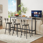 Long Bar Table Set With 3 PU Upholstered Bar Stools, Industrial Bar Table And Chairs For Kitchen Bre