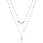 Double Layer Stainless Steel Opal Cross Double-layer Necklace For Women Girls New Trend Neck Chain Rustproof Jewelry Party Gift