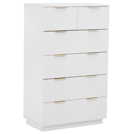 White P2 Density Board, Corrugated Surface, Five Layers And Six Drawers, Chest Of Drawers
