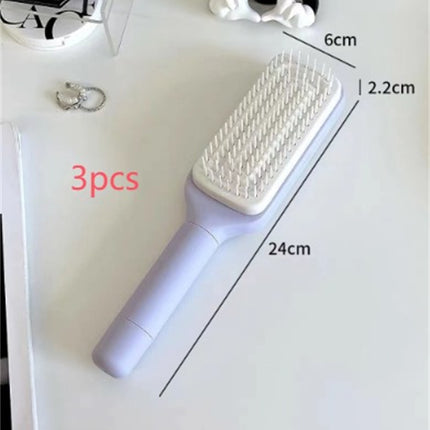 4 In 1 Self Cleaning Hair Brush New Self-Cleaning Anti-Static Massage Comb Scalable Rotate Lifting Self Cleaning Hairbrush