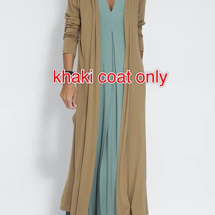 New Solid Color V-neck Sleeveless Dress Long Cardigan Jacket Suit For Women