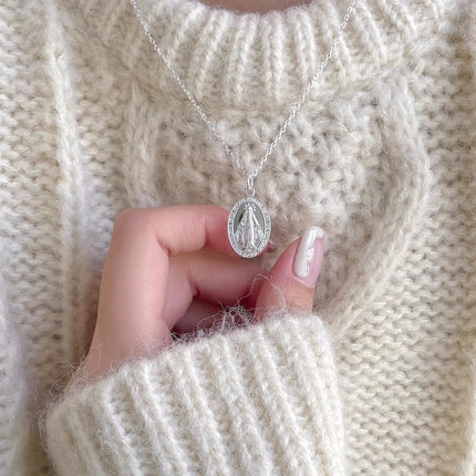 S925 Vintage Cameo Necklace Simple Personality Oval Necklace For Women Jewelry