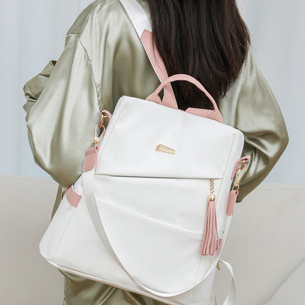 Oxford Cloth Stitching Women'S Backpack Anti-Theft Back Zipper Girls Schoolbag Casual Travel Double Shoulder Backpack