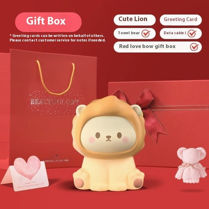 Cute Lion Night Light Rechargeable 3 Level Dimmable Silicone Sleeping Light Bedside Lamp Nursery Nightlights For Bedroom