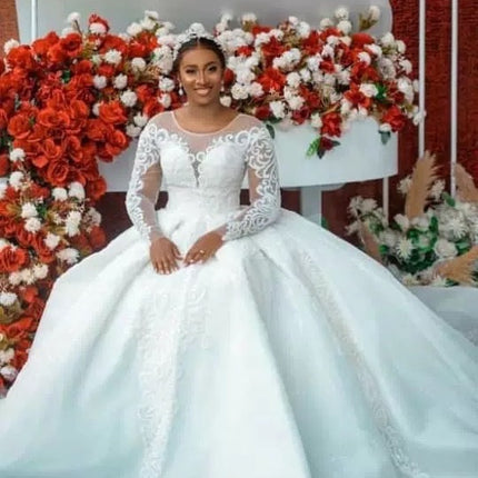 Ball Gown Wedding Dress Long Sleeves Bridal Gown