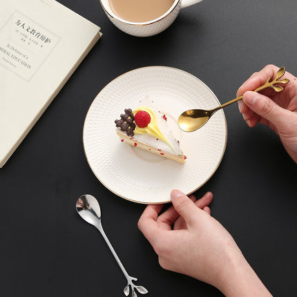 Creative Restaurant Dessert Mixing Spoon Leaf Small Spoon