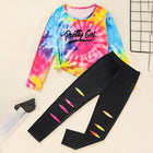 Girls' Spring Fall Outfit Set Pretty Girl Letter Print Long Sleeve Pullover Top & Matching Pants
