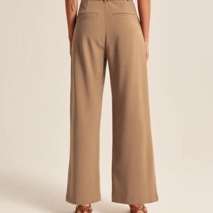 High Waist Straight Trousers With Pockets Wide Leg Casual Pants For Women