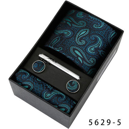 Men's Casual Banquet Tie Square Scarf Cufflinks Five-piece Set