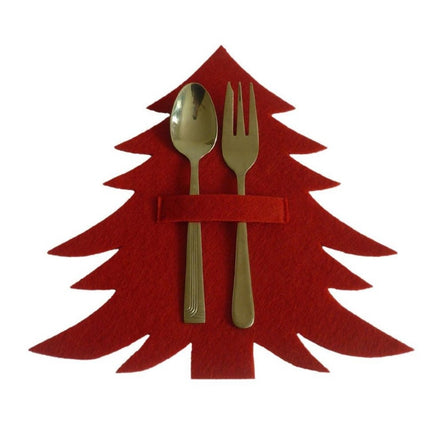 Red And Green Christmas Tree Cutlery Set
