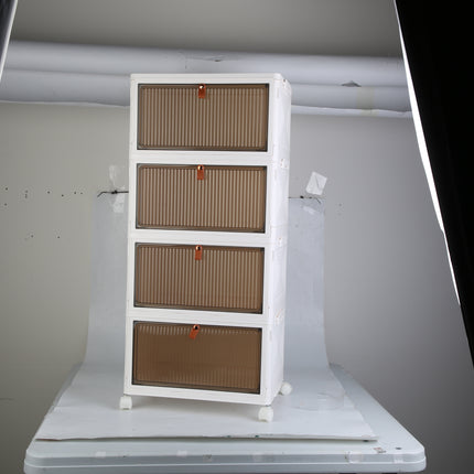 4Pc Foldable Storage Bins With Lid Front Magnetic Door Collapsible Stackable Closet Organizer Containers With 4Pcs 360 Degree Rotatable Wheels