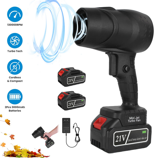 130000RPM Mini Cordless Leaf Blower Jet Blower Battery Operated Blower With 2x 3Ah Batteries For Leaf Snow Dust Water Blowing