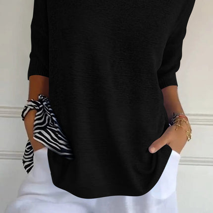 Solid Long Sleeve Sweater Slimming V-neckline Knitwear Women's Bottoming Shirt
