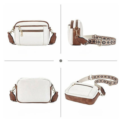 Ladies' Small Square Bag Two-tone Leather Crossbody Bag Large-capacity PU Crossbody Wallet Multi-functional For Women's Bag