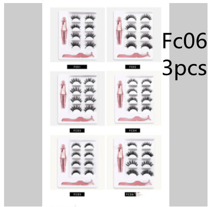 Three pairs of false eyelashes