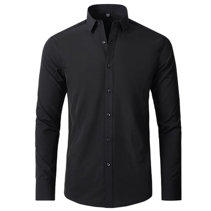 Solid Long Sleeve Shirt Fashion Slim Lapel Button Office Business Shirt Men's Clothing