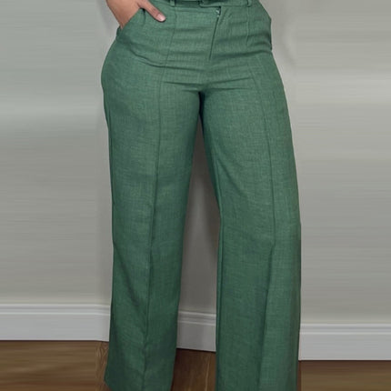 Summer Sleeveless Suit Fashion Round Neck Vest Top And Pocket Straight Pants Casual Trousers Set For Women Clothing