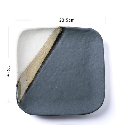 Retro Thick Ceramic Round Plate Square Plate Salad Plate Flat Plate