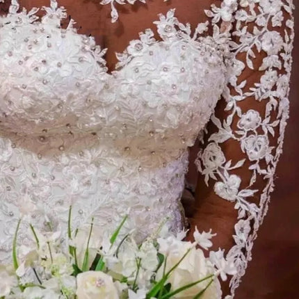 Long Sleeves Mermaid  White Wedding Dress