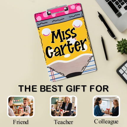 Custom Text Name Folder with Pencil Design – Teacher's Day & Back to School Gift