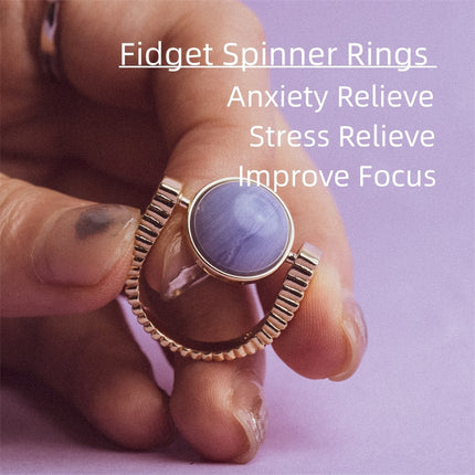 Original Fidget Spinner Rings Natural Stone Rings Replaceable Spinners For Anxiety And Stress Relief Jewelry Gifts