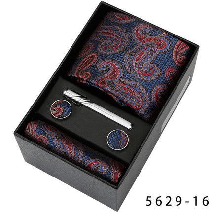 Men's Casual Banquet Tie Square Scarf Cufflinks Five-piece Set