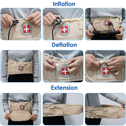 1Pc Decompression Back Belt Lumbar Spine Support Lower Back Air Traction Device With Extension Pad For Men Women Pain Relief Fit For All Waist