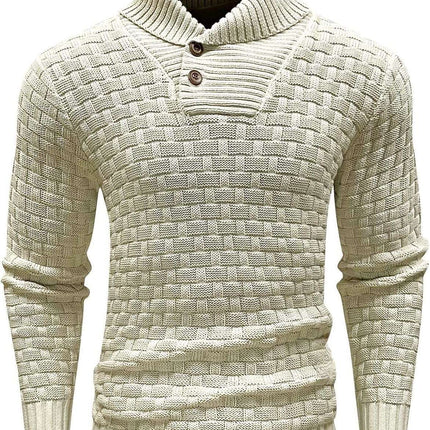 Men's Slim Turtleneck Sweater With Button Design Fashion Casual Solid Color Pullover Top Clothing
