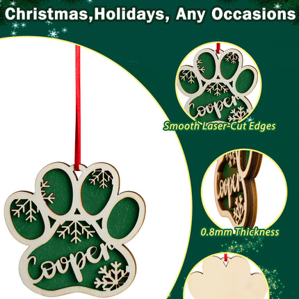 Personalized Dog Paw Snowflake Ornament – Custom Name Christmas Tree Decoration