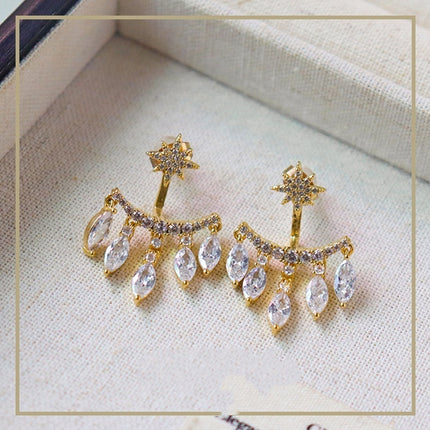New Retro Eight Awn Star Zircon Earrings Fashion Pendant Stud Earrings Women's High Jewelry Party Gift