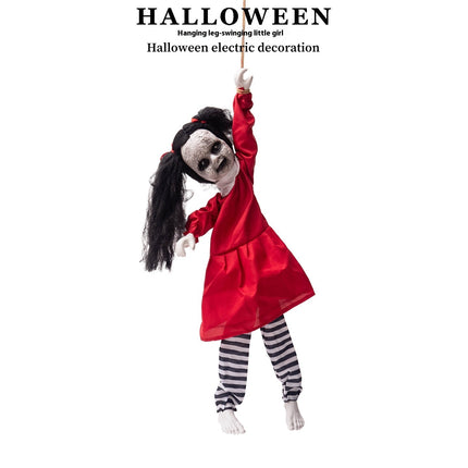 Halloween Swing Arm Red Clothes Kick Girl Hanging Ghost Decorative Pendant
