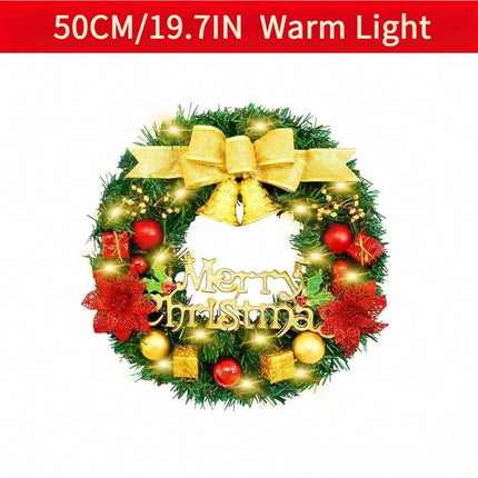 1 Piece Of 20-inch Bell-style Christmas Wreath, With Warm Light And Colored Light Options Available