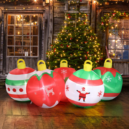 6.9ft, Five Christmas Balls, Five LED Lights, Bundle Pocket, Christmas Inflatable Decoration