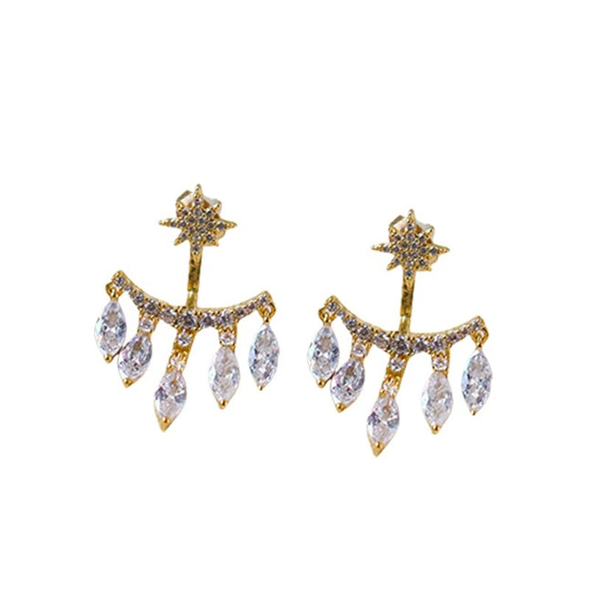 New Retro Eight Awn Star Zircon Earrings Fashion Pendant Stud Earrings Women's High Jewelry Party Gift