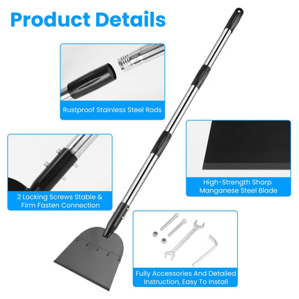 1Pc 53In Flat Snow Shovel Ice Scraper Manganese Steel Snow Ice Chopper For Walkway Pathway Driveway Ice Removal Gardening Cleaning Scraper Shovel For Weeding Lawn Edging